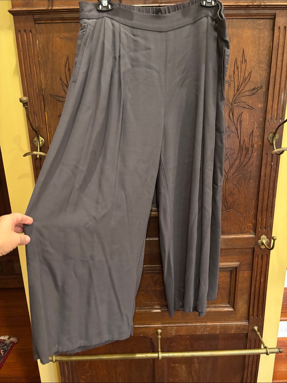 Eileen Fisher Charcoal Wide-Leg Palazzo Pants - Picture 2 of 5